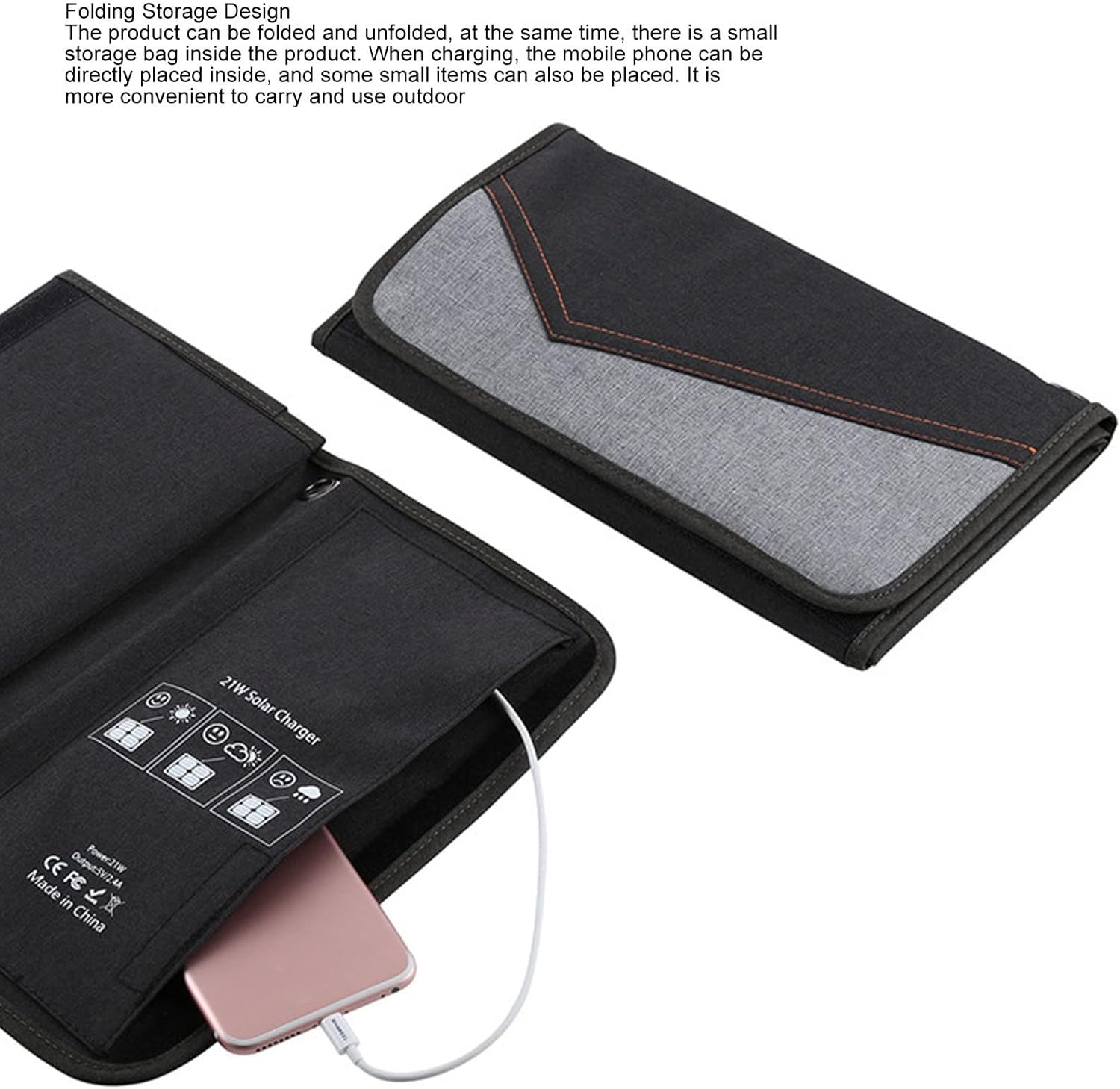 KANASI Foldable Solar Panel Charger, 28W 2 USB Ports Lightweight for Camping Hiking Outdoor Charging