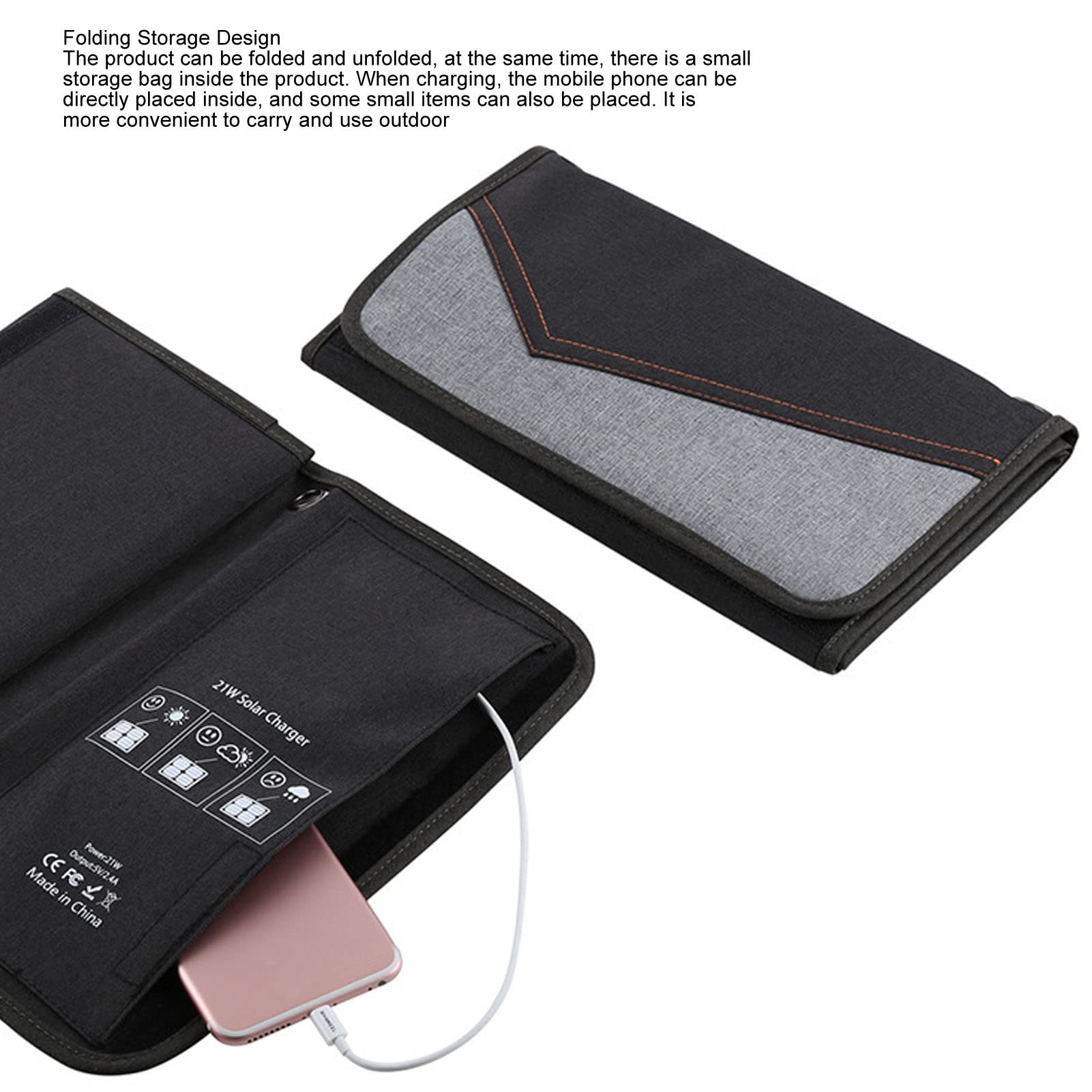 Cargador de panel solar plegable 28W Panel de carga solar ligero impermeable portátil con 2 puertos USB para acampar al aire Senderismo Poliéster PET PVC