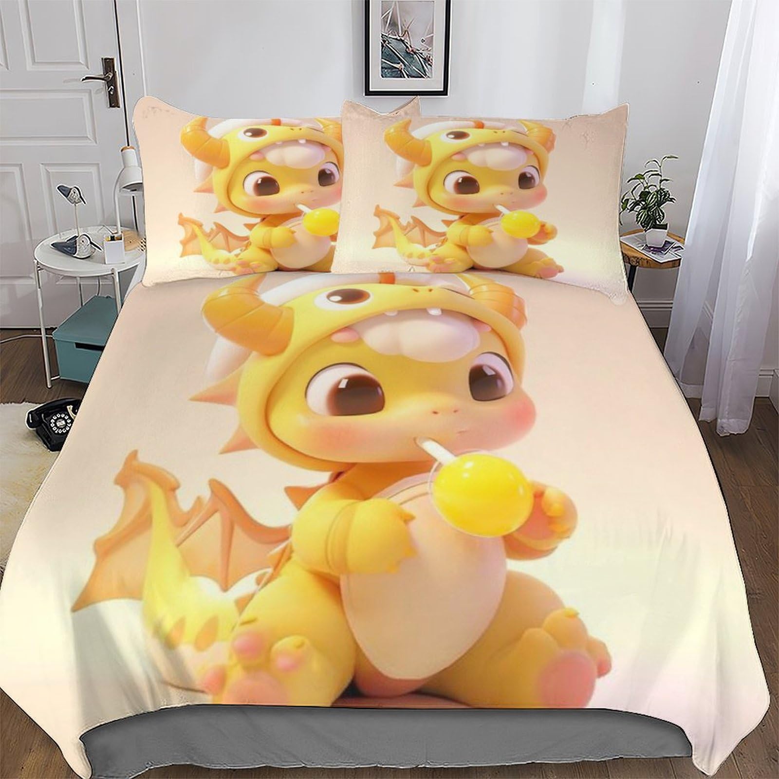 Housse de couette ptérosaure hypoallergénique parure de lit quatre saisons
