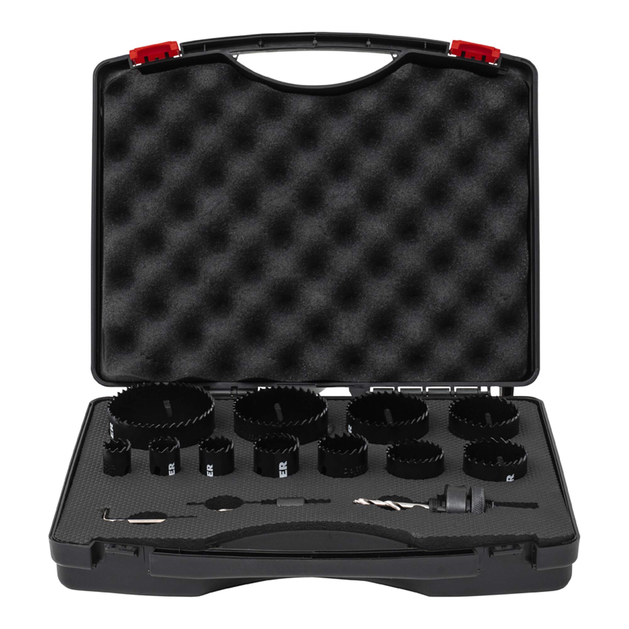 STIER Lochsägen-Set, HSS-Co8 Bimetall, 14-teilig 20, 22, 25, 32, 35, 40, 44, 51, 60, 68 & 76 mm, für Handbohrmaschinen, Lochkreissäge Bohrkronen für Kunststoffe, Metall, Laminat u.v.m.