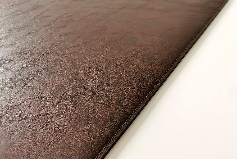 Gewinkelte Schreibtischunterlage mit Kantenschutz in Lora Leder 60 x 38 dunkel braun