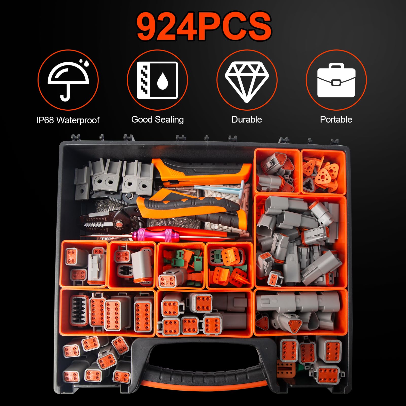 Kit de 924 conectores compatibles con DT Deutsch, juego de conectores eléctricos automotrices, herramienta de extracción de conectores