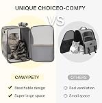 Cawypety Cat Carrier, sac à dos de chat collapsible Grand pour Cat sous 16 lbs, Airline approuvé chien et petit sac de transport d'animal utilisé dans le voyage, voiture (gris léger)