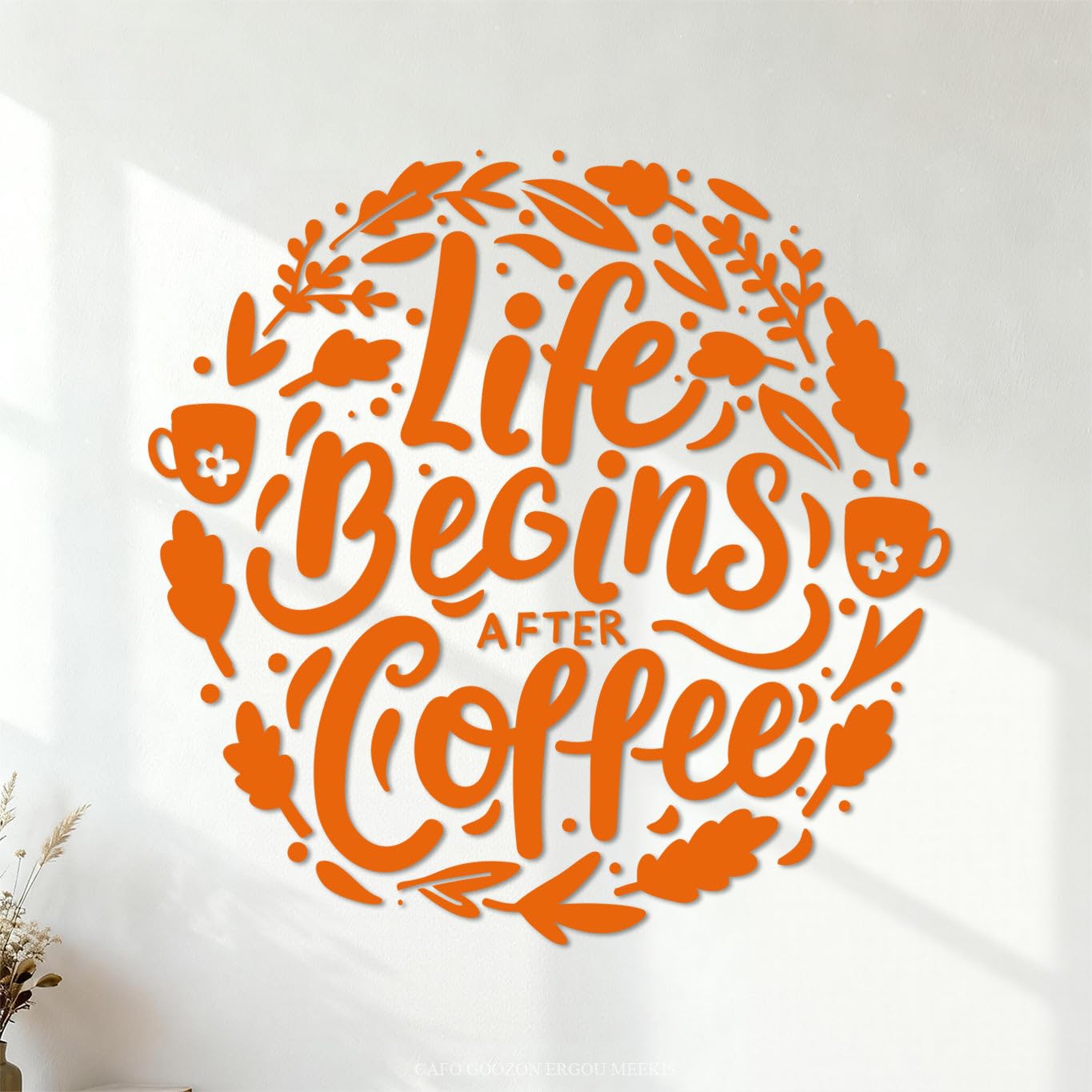 Lettering Stickers Life Begins After Coffee Lettering Motivational Poster 54.6x55cm Self Adhesive Orange