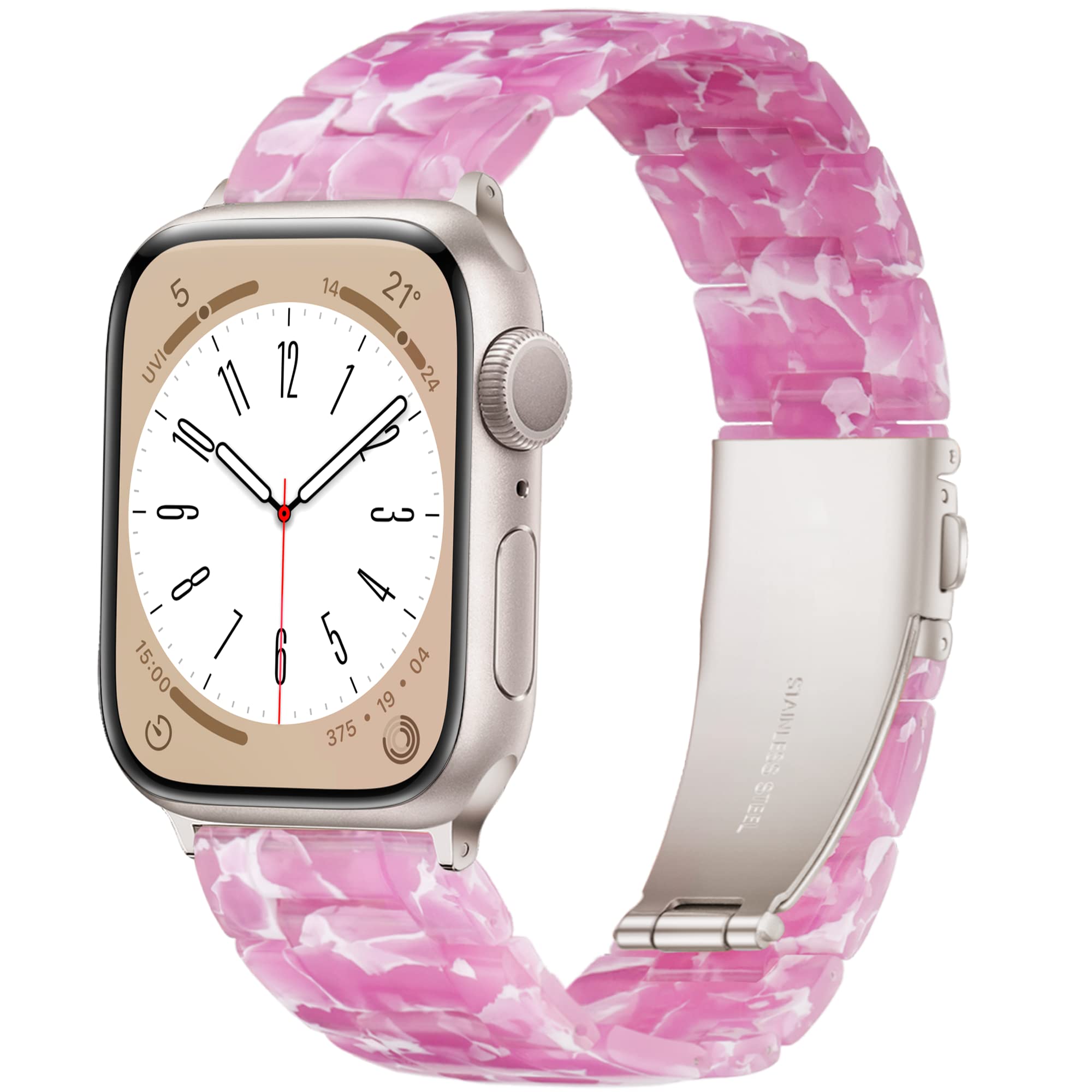 Lightweight Resin Band For Apple Watch Series 12 11 10 9 8 7 6 5 4 3 2 1 SE 3 2 Ultra 4 3 2, Fashion Adjustable Replacement Strap for iWatch Bands 38mm 40mm 41mm 42mm 44mm 45mm 46mm 49mm for Women Men