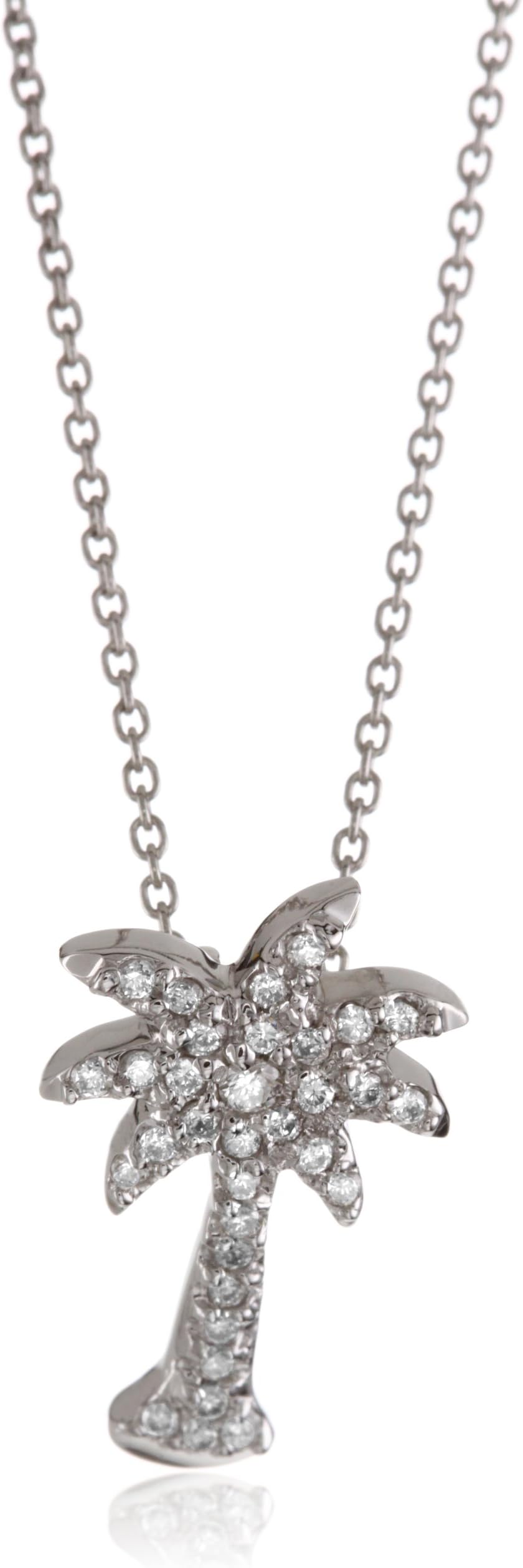KC Designs "Trinkets" Diamond 14k White Gold Palm Tree Pendant Necklace, 16"