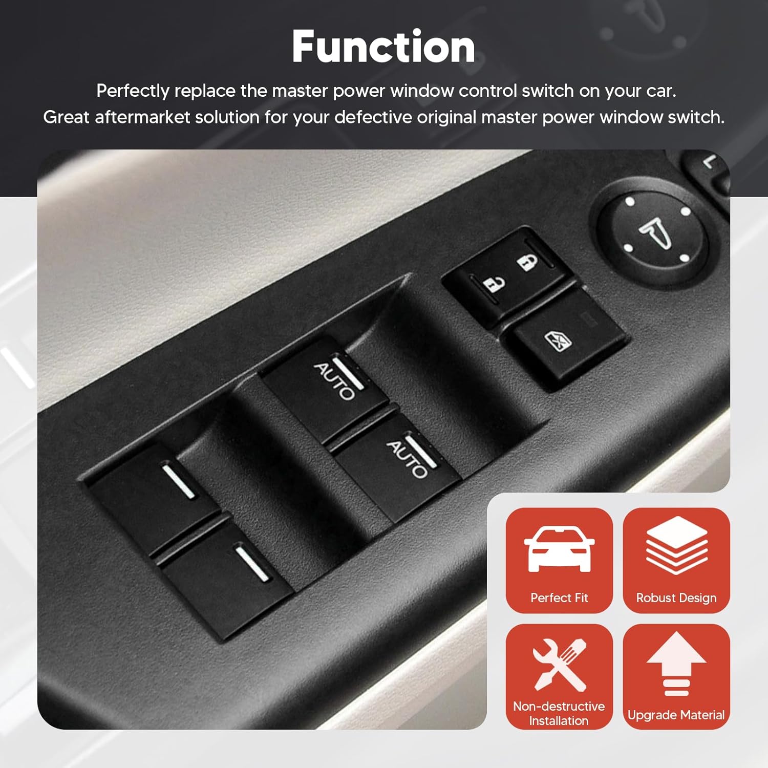 Front Left Side Power Master Window Switch Compatible with Honda Accord Sedan EX-L 2013 2014 2015 2016 2017 Driver Side Double Auto Switch Button Replace#35750-T2A-A01