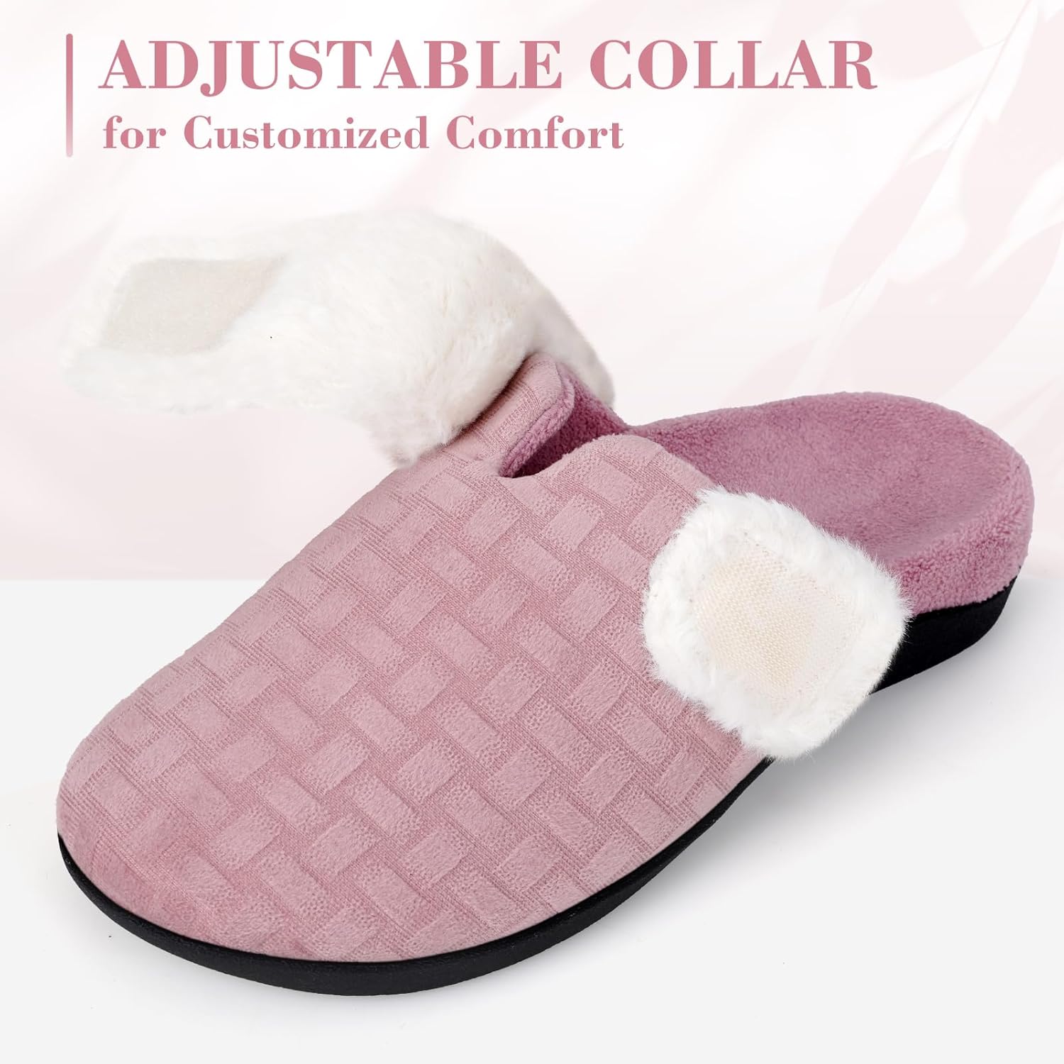 ERGOfoot Orthopedic Slippers for Women, Fuzzy Slipper with Arch Support Bedroom Shoes for Plantar Fasciitis, Slip On Scuffs with Indoor Outdoor Anti-Skid Rubber Sole - Image 5