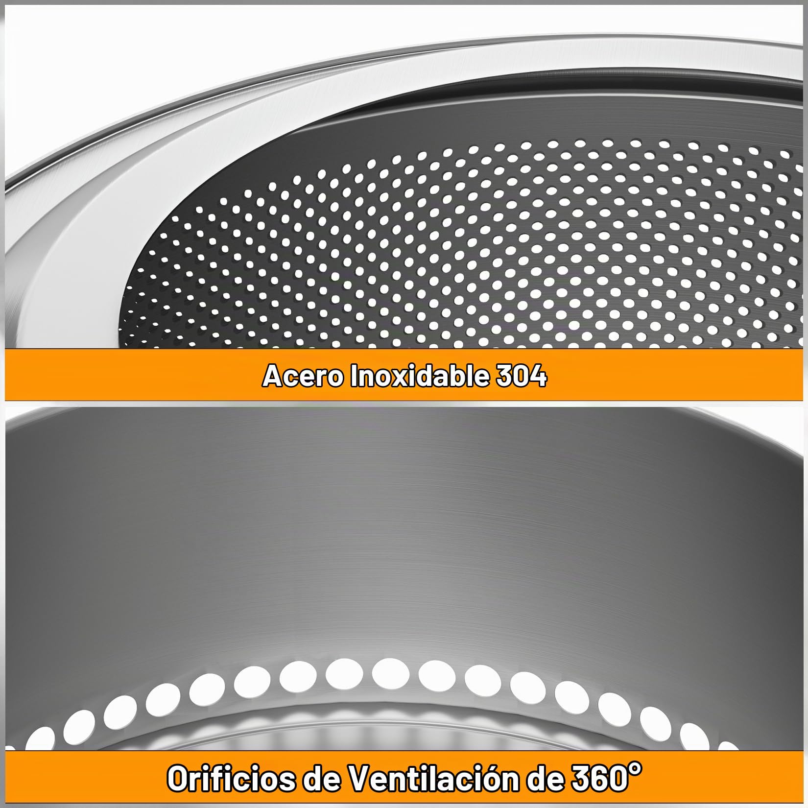 UNHO Brasero Leña de Acero Inoxidable Portátil - Estufa con Agujeros de Aire para Exterior para Jardín Camping Terraza, 50cm