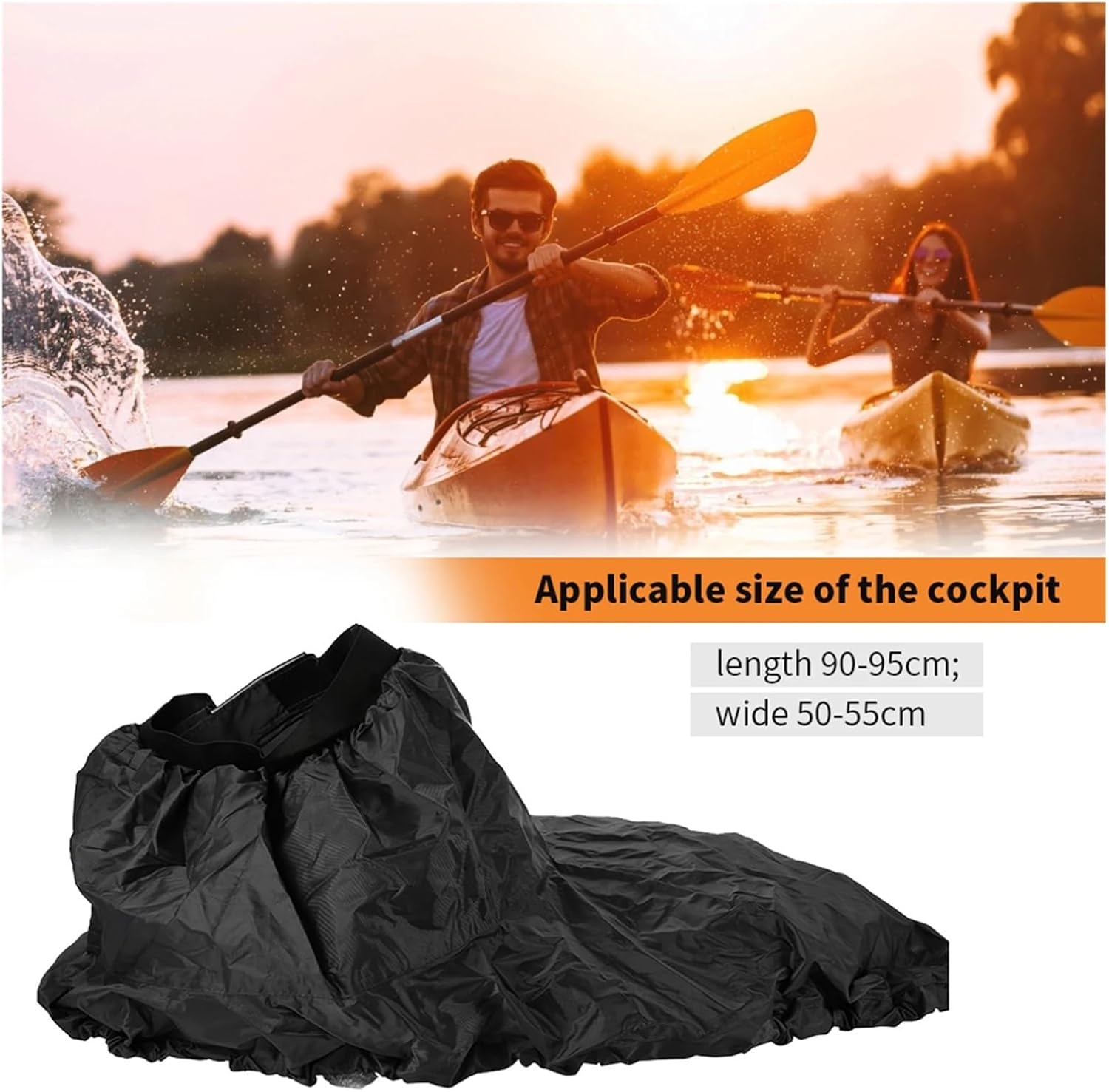 Adjustable Nylon Kayak Spray Skirt Waterproof Cover Water Sports Accessory Adjustable Kayak Spray Skirt Nylon Kayak Spray Skirt(Dark Grey)