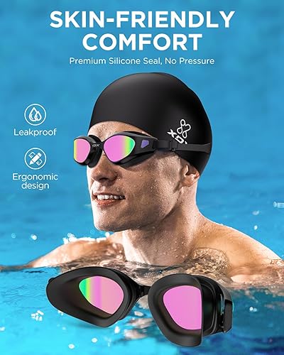 Miniatura 6 de XDX Gafas de natación para niños, polarizadas, protección UV, antiniebla, sin fugas, para jóvenes de 6 a 14 años