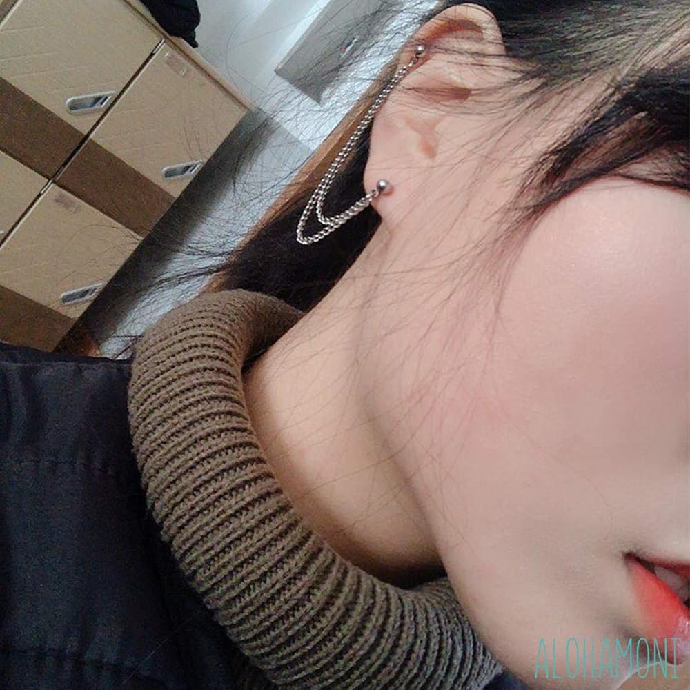 Amazon | ALOHAMONI (アロハモニ) バーベル チェーン ピアス