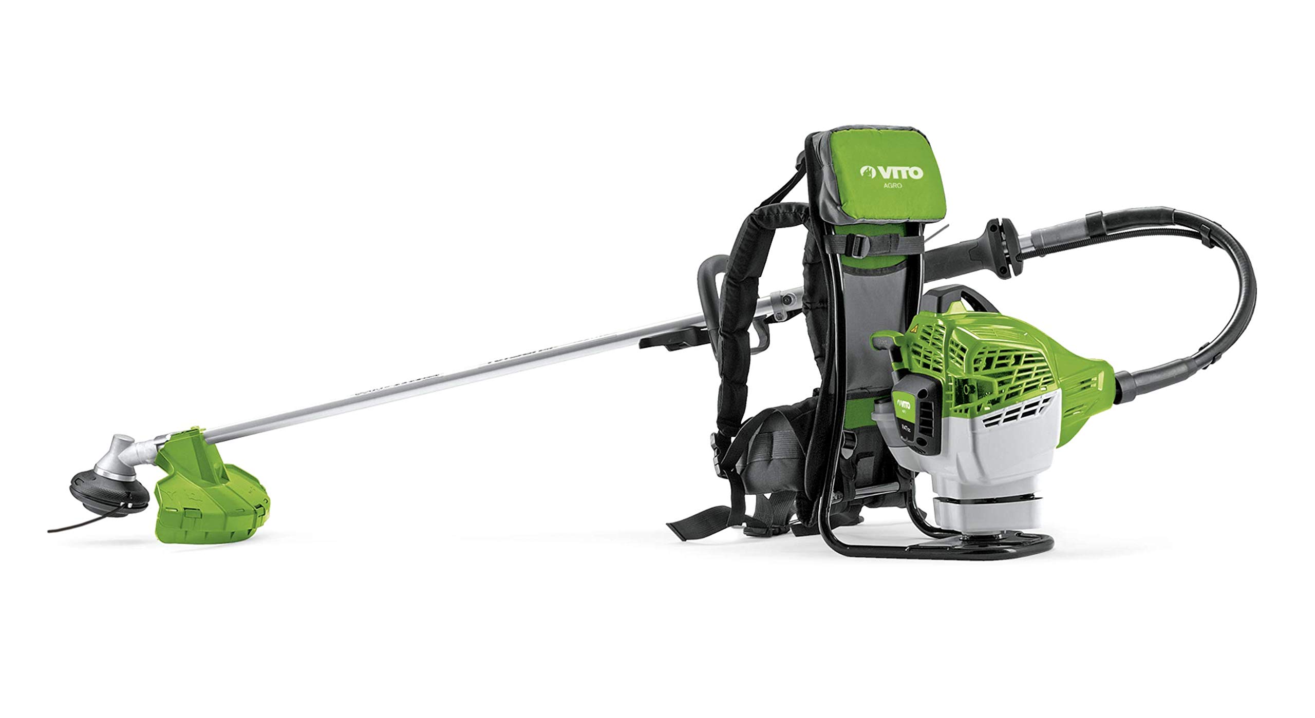 VITO - Débroussailleuse Thermique 47cm³ Coupe 25cm + Lame et fil nylon Réservoir 1L Autonomie 1h30 port dorsal