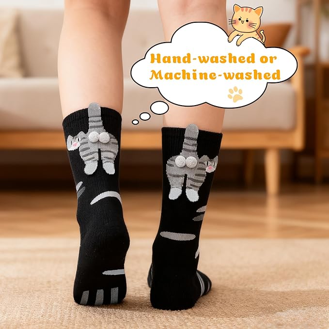 Calcetines Divertidos de Gato para Mujer miniatura 5
