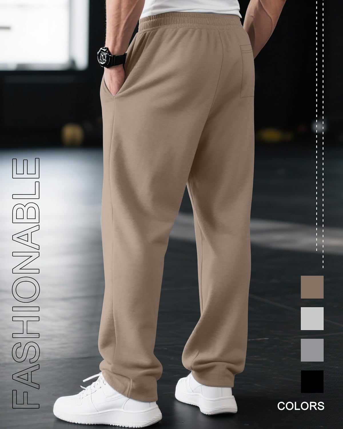 Neer 4 Pack Men's Sweatpants Joggers with Pockets Open Bottom Gym Athletic Pants Baggy Workout Casual Running Clothing - Image 2