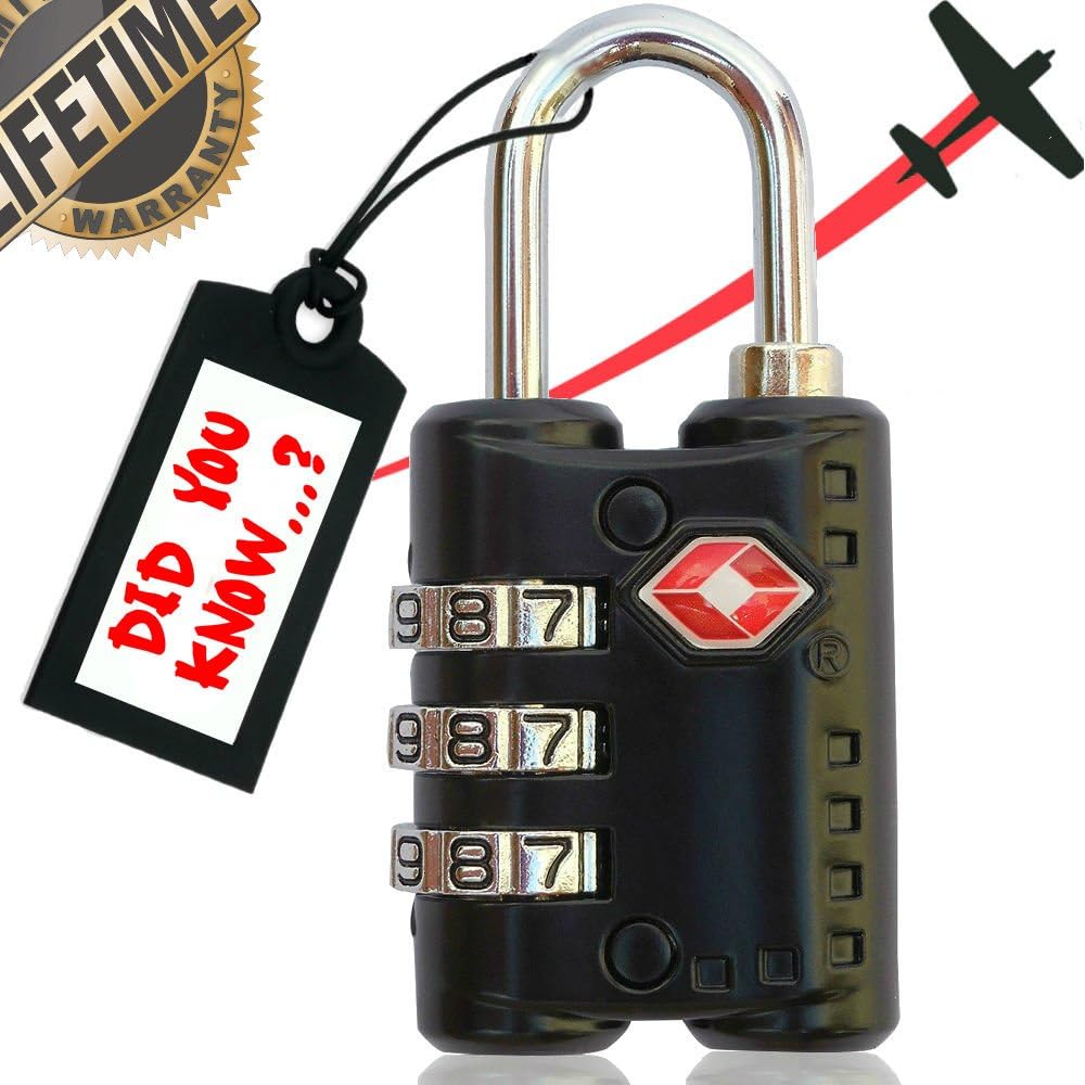 Combination Lock | Travel Suitcase & Luggage Lock | TSA Approved & Accepted | Set Your Own Combination |3 Digit Combination Padlock | Small, Portable & Resettable |Best Choice For Safe Travel