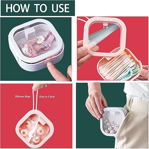 Miniatura 4 de 4 organizadores de cintas para el cabello, soporte portátil de viaje, organizador de almacenamiento de baño, dispensador de hisopos de algodón, caja