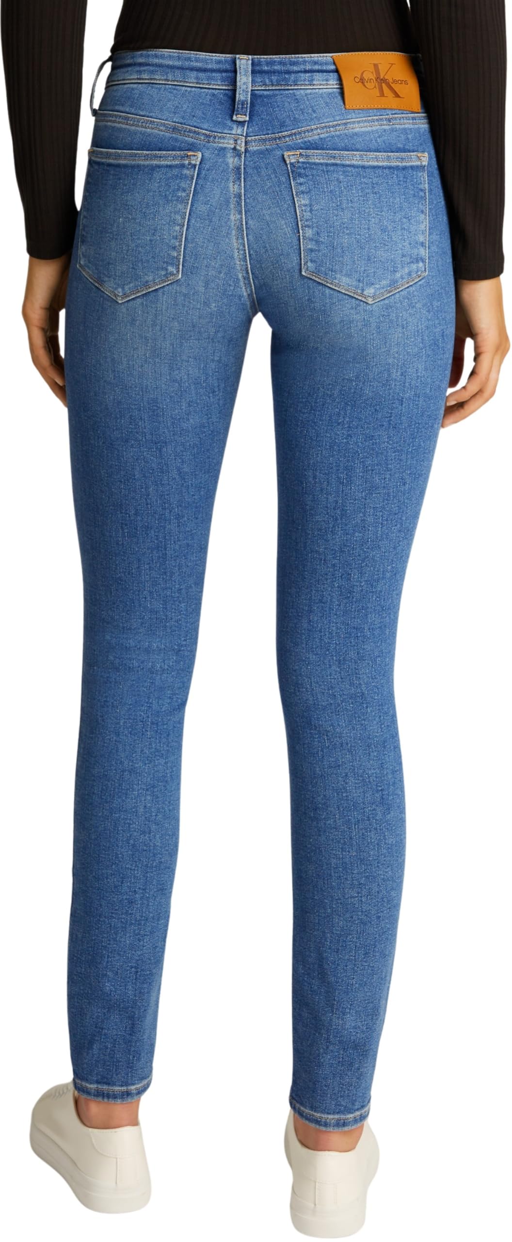 Calvin Klein Mid Rj20j224491 Jean Femme Mid Rise Skinny Fit, Bleu (Denim Dark), 30W/26L - Skinny - Femme