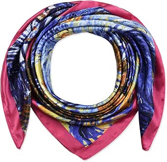 corciova 35 x 35 grande sciarpa quadrata per capelli per le donne seta come ricci fascia cravatta dormire di notte moda bandana foulard, 149 Navy Etnico Floreale, 1 Pezzo