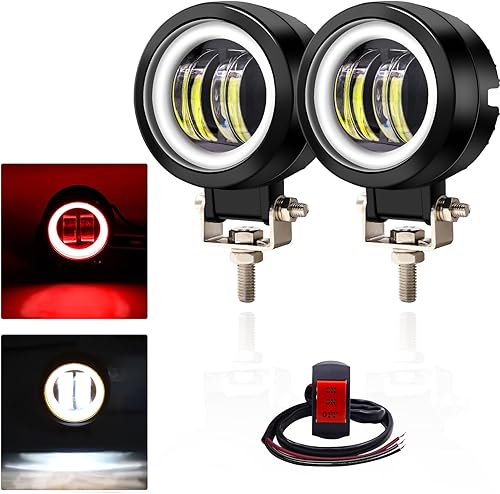 Miniatura 10 de Xuzimaoyi Luz LED para motocicleta, luz antiniebla, luces de conducción de motocicleta, luces de 20 W, luz LED redonda, luz de ojo de ángel LED de 3