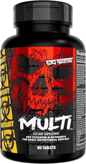 MUTANT Vitamines multiples - Multivitamine masculine pour athlètes hardcore & Body Builders, soutient la fonction musculaire, le métabolisme de l'énergie, la santé immunitaire avec 70 Vitamines Minéraux Antioxydants, 60 Caplets