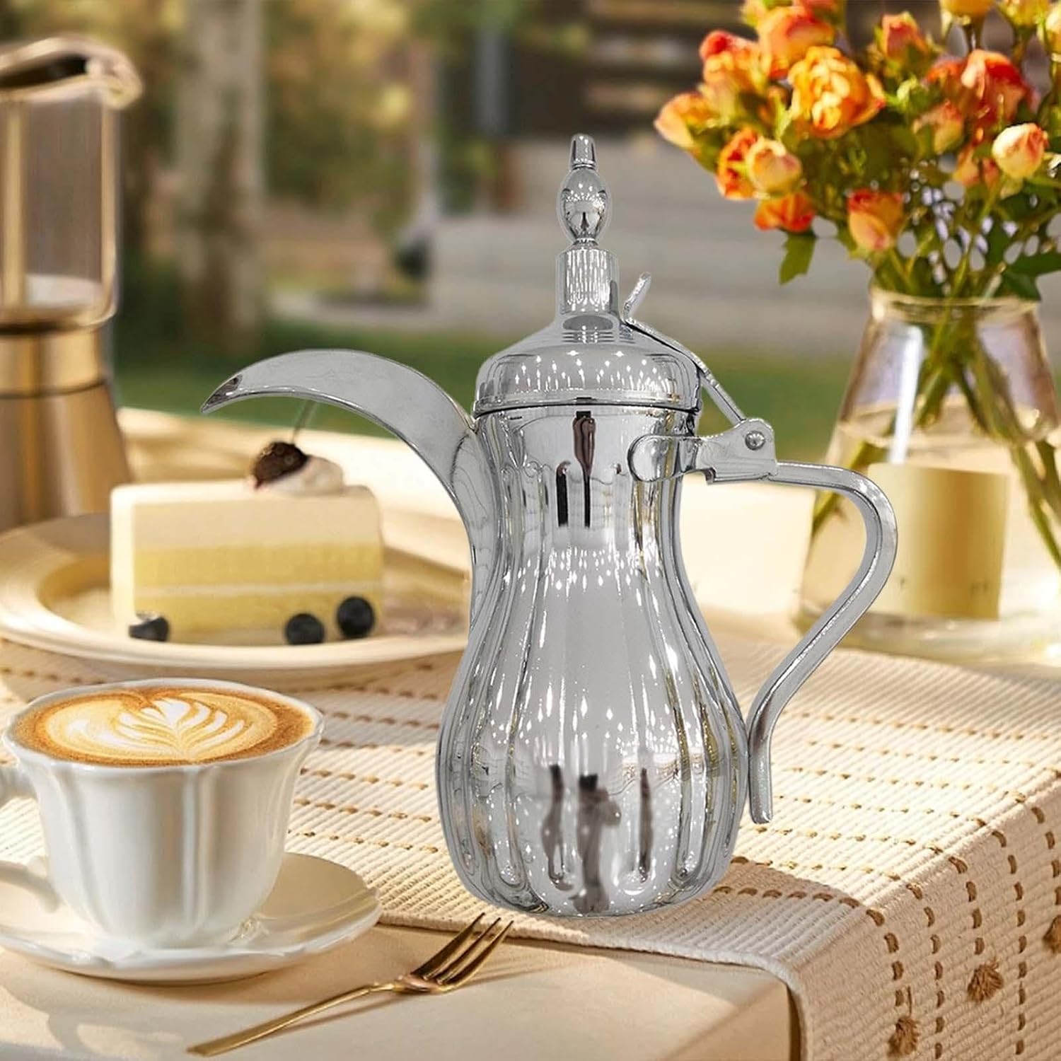 Arabic Coffee Maker Eagle Beak Multipurpose Sturdy for Daily Use Tea Pot Stainless Steel, Silvery 500ml