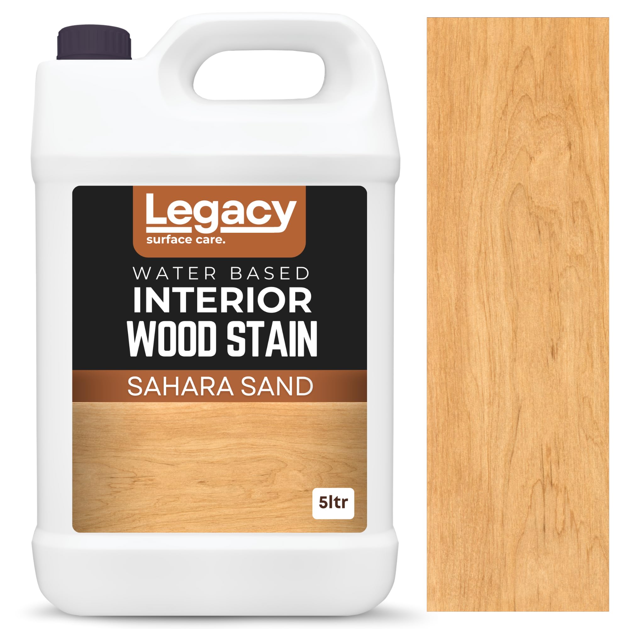 Legacy Surface Care Water Based Wood Stain (Gold Oak) – Fast Drying, Non-Toxic, Easy to Apply Wood Paint & Varnish for Indoor & Outdoor Furniture, Floors & Decking (Sahara Sand, 5ltr)