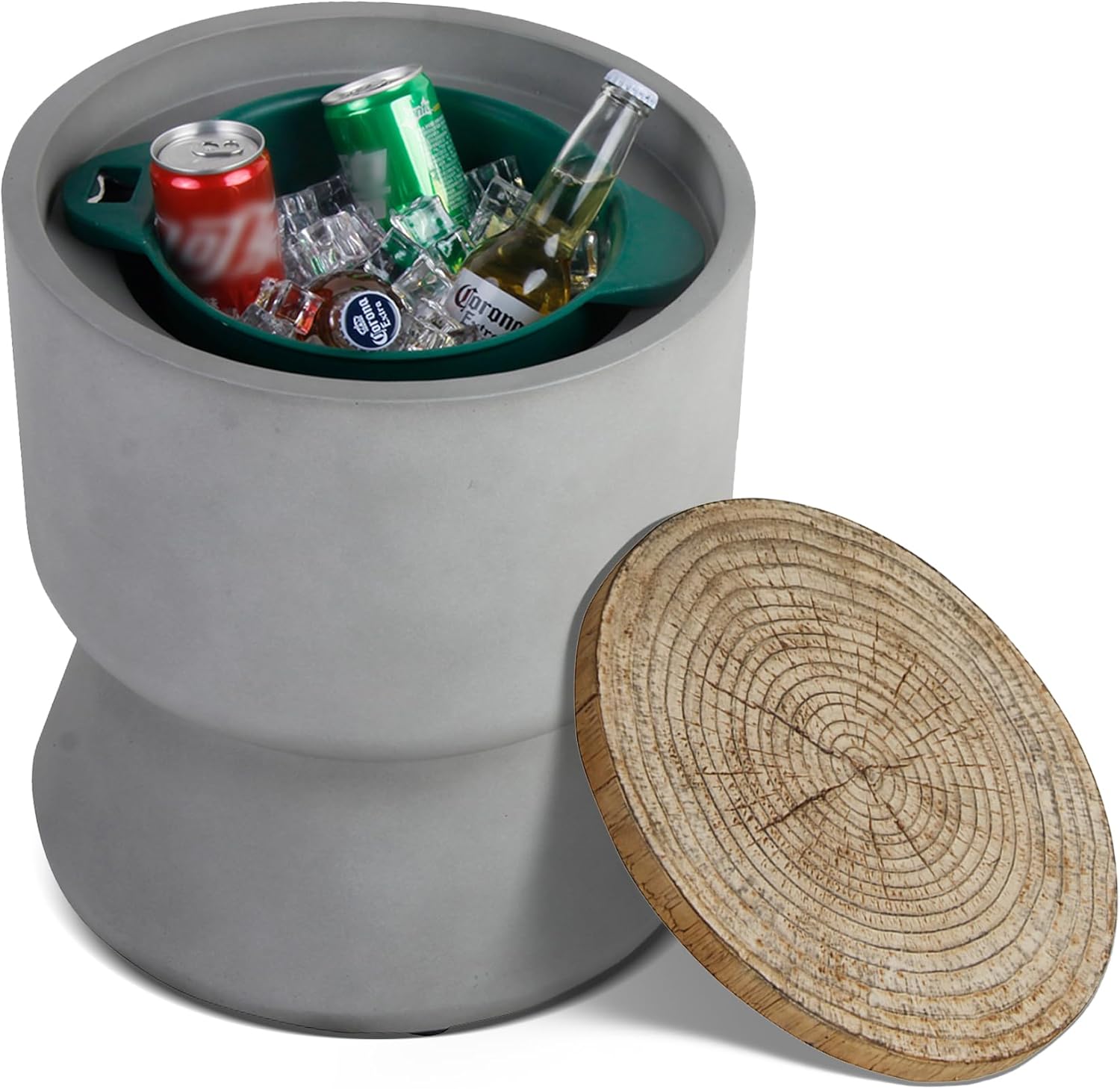 Afterglow Outdoor Cooler Side Table, Patio Bar Table w Ice Bucket, Perfect for Beer Wine Storage,Patio Decor, Deck Pool Backyard Party