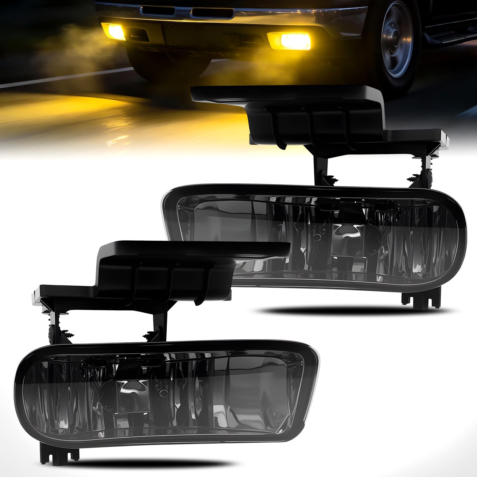Fog Lights Compatible with 1999-2002 Chevy Silverado 1500 2500/2001 2002 Silverado 1500HD 2500HD 3500/2000-2006 Tahoe Suburban 1500 2500(Clear Lens) — view 31