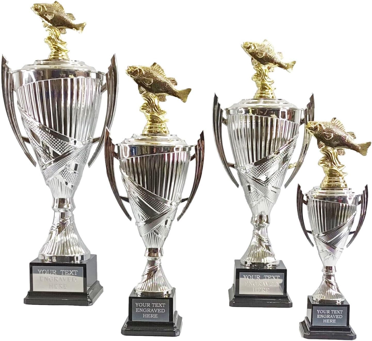 Personalised Silver Presentation Cup Gold Perch Fishing Trophy Award Engraved - Enter Your Own Custom Text (Extra Large)