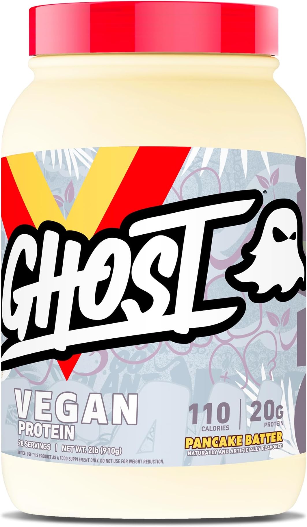 GHOST Vegan Protein Powder, Pancake Batter - 2lb, 20g of Protein - Plant-Based Pea & Organic Pumpkin Protein - ­Post Workout & Nutrition Shakes, Smoothies, & Baking - Soy & Gluten-Free