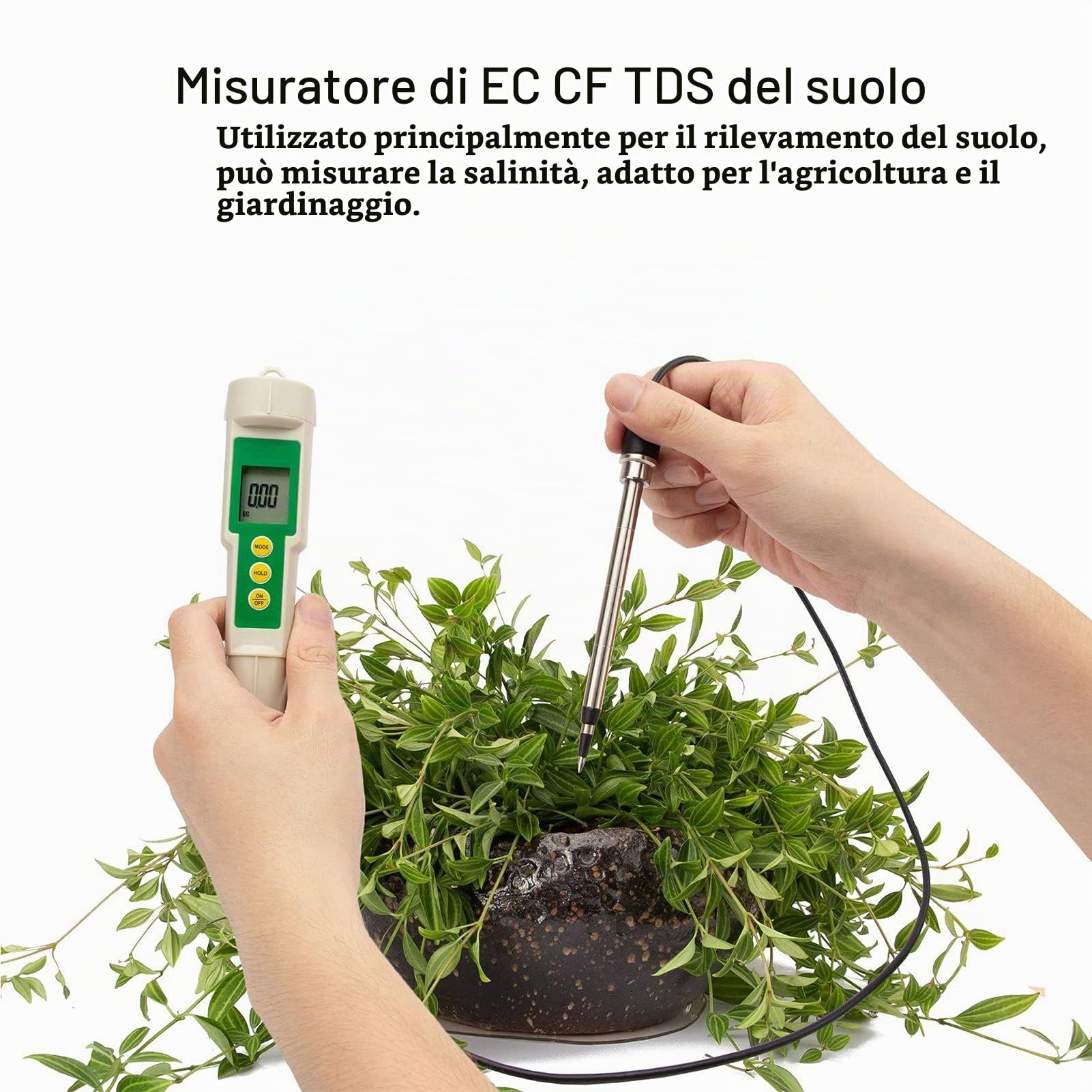 EC CF TDS 3-in-1 Tester del Suolo EC-3185 Analizzatore del Suolo Strumento per la Cura delle Piante per Giardino Orticoltura Agricoltura