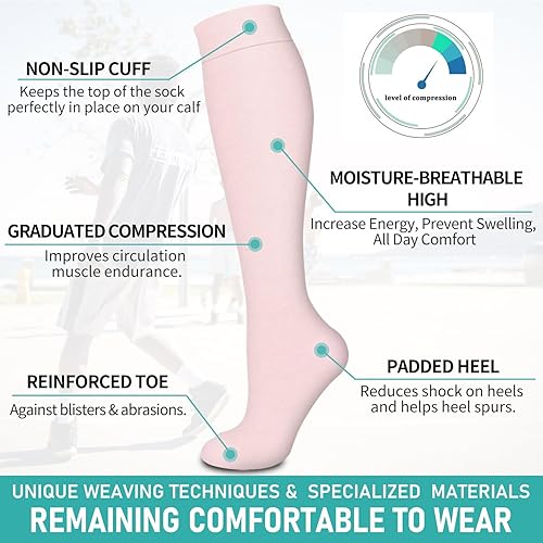 Miniatura 5 de Paquete de 4 calcetines de compresión para mujeres y hombres, el mejor apoyo para médicos, correr, enfermería, atletismo