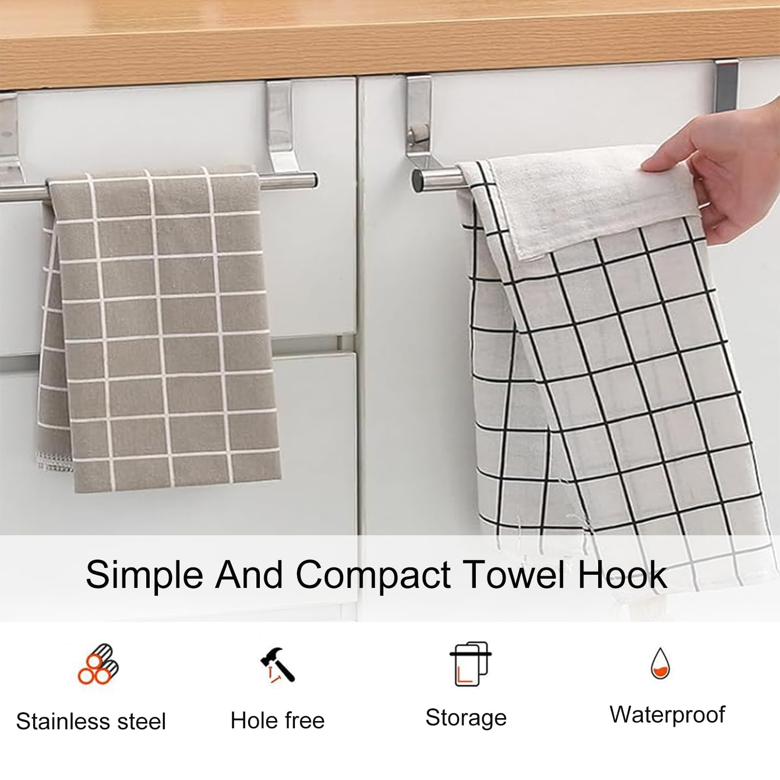 2 Stück Geschirrtuchhalter Ohne Bohren - Ausziehbarer Edelstahl Handtuchhalter Für Türen