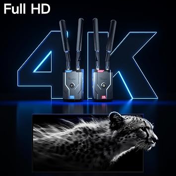Wireless HDMI Extender, Wireless HDMI Transmitter and Receiver 4K@30Hz, 492FT Range, 4K Full HD | Plug & Play for Camera/Laptop/TV/Projector(Focus)