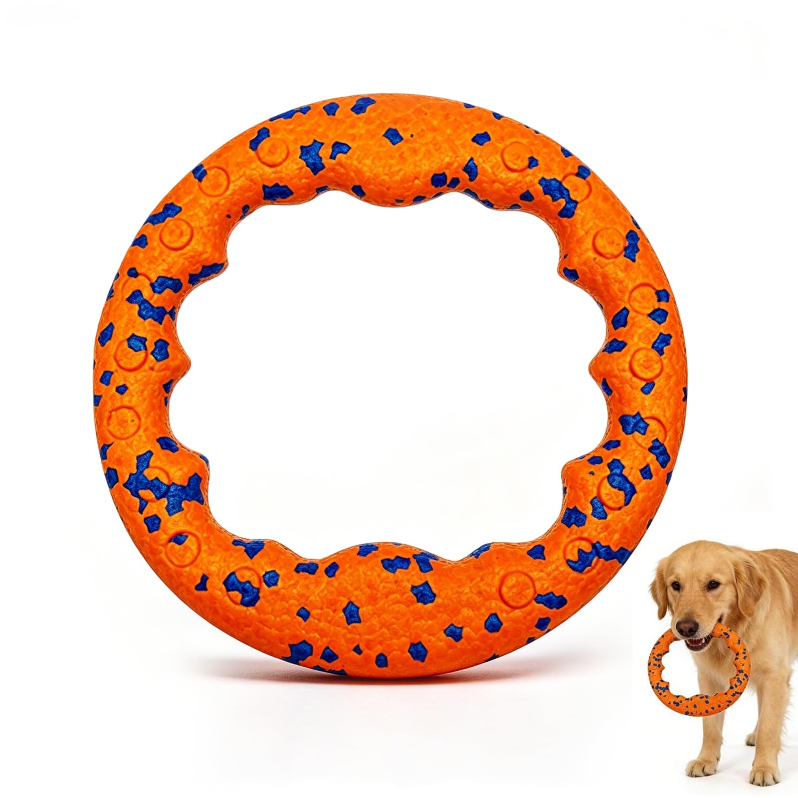 NCOALE Dog Frisbee, Orange Dog Ring Toy Throwable and Floating Water Fetch Training Ring Resistant Flying Disc
