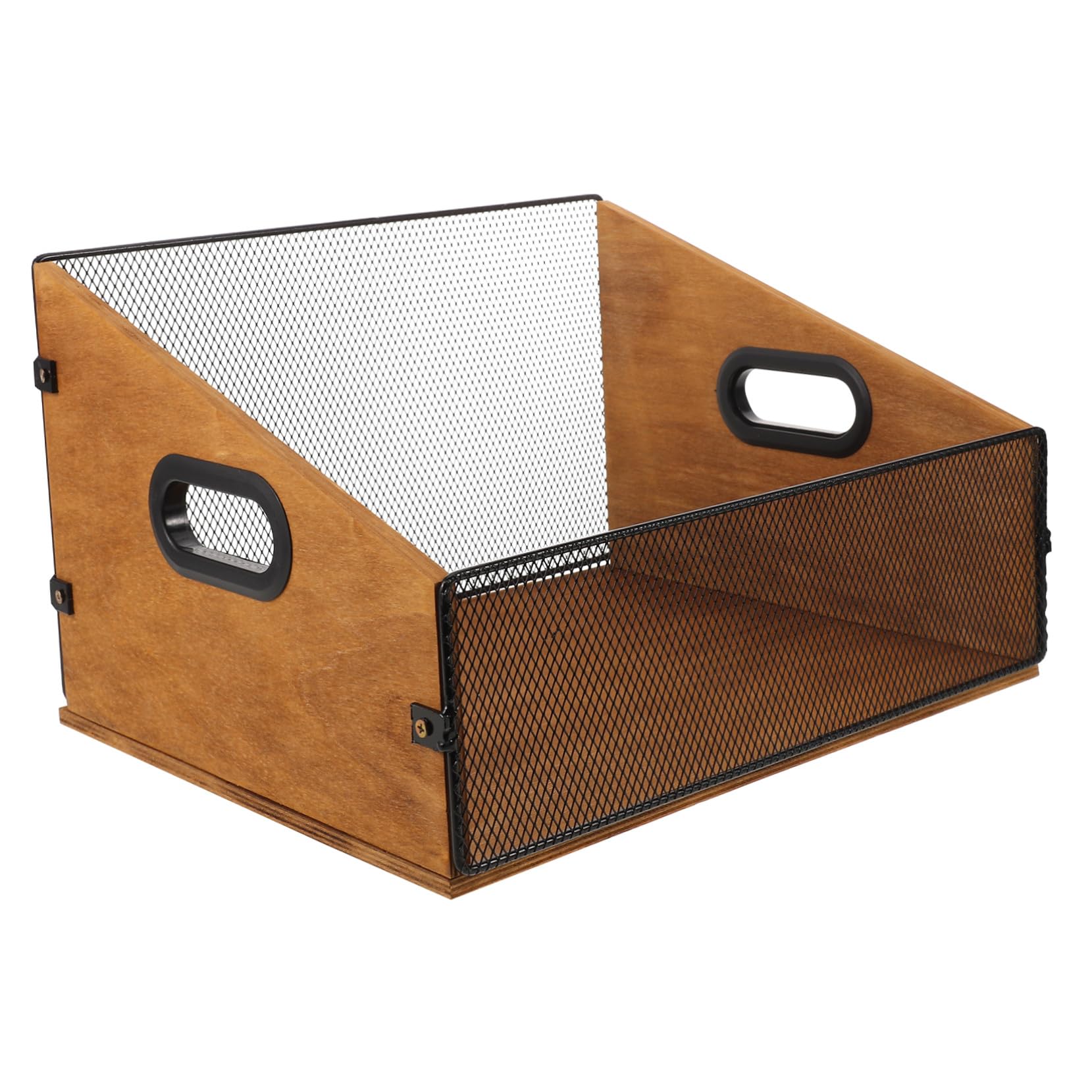 Organiseur de disques vinyles en bois robuste avec poignées