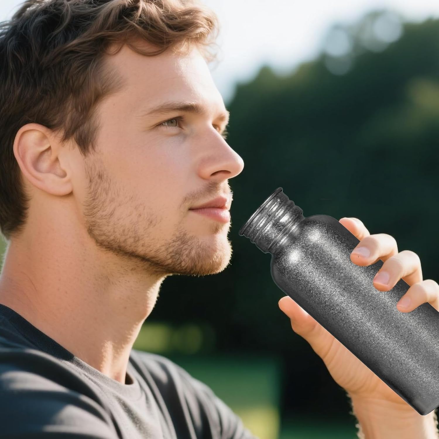 20.3oz Titanium Sports Water Bottle with Lid, Wide Mouth Leakproof & Reusable, Lightweight Sports Drinking Bottle for Camping, Hiking, Cycling and Outdoor Activities - Image 9