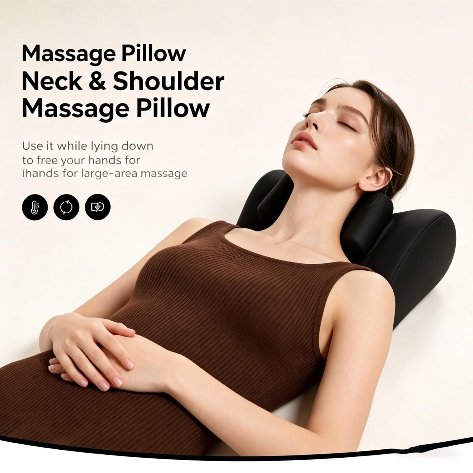 Almohada Masajeadora de Cuello con Calor, Cojín de Masaje Shiatsu Masajeador de Cuello, Alivia Dolores de Cuello y Hombros, Eléctrico Masajeador de Amasado de Tejido Giratorio 4D para Hogar y Oficina