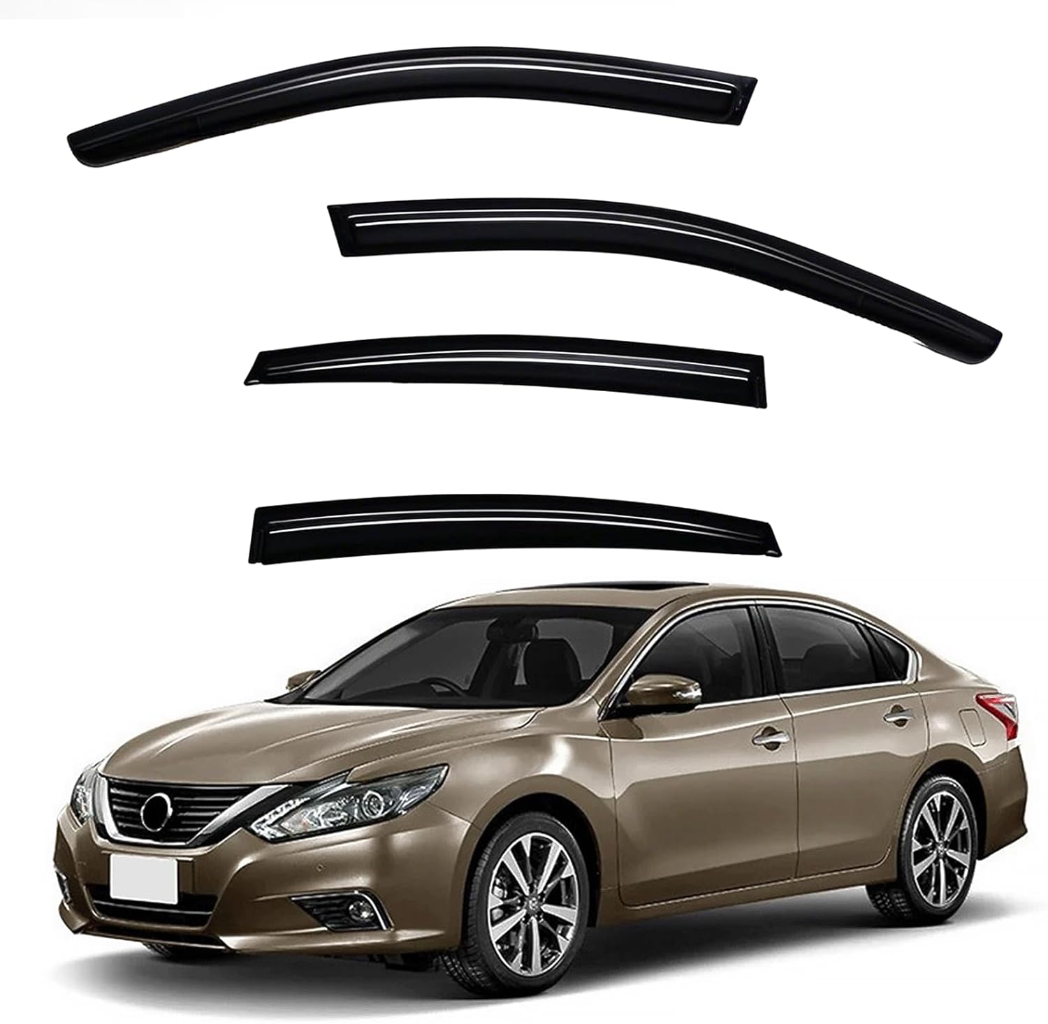 window visors rain guards fits 2013-2018 altima, out-channel window wind deflectors vent shades accessories, dark smoke 4 pcs, 2014 2015 2016 2017