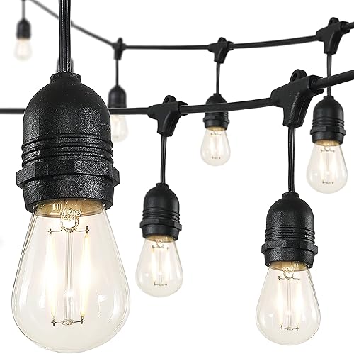 JONATHAN Y JYL8702A - Tira de luces LED industriales rústicas para interiores y exteriores, S14 Edison Buld para jardín, patio, porche, balcón, 48
