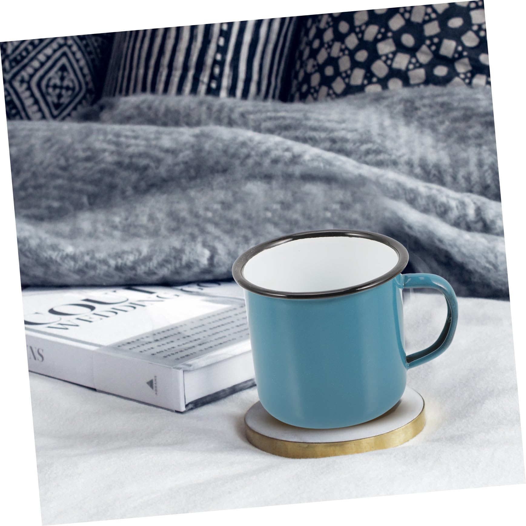 BESPORTBLE 4 Stück Emaille Becher 8cm Gesunde Leichtgewichtige Camping Becher Aus Emailliertem Stahl Extra Große Wasser Und Kaffeetasse in Rot Gelb Blau Und Grün Für Zuhause Und Outdoor