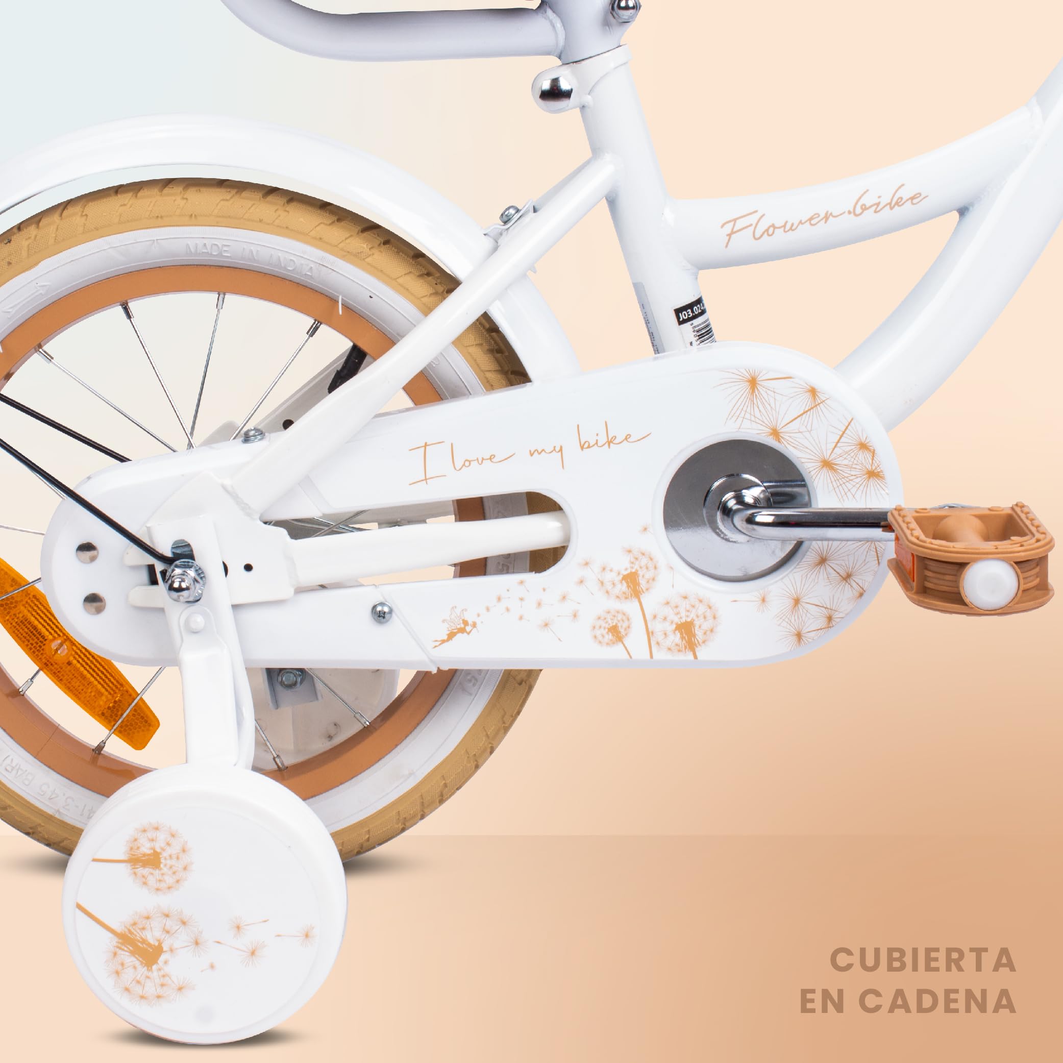 sun baby Flower Bike Bicicleta Infantil para niña 12/14/16 Pulgadas, con ruedines, Barra de Empuje, Cesta, Timbre, Freno contrapedal y V-Brake