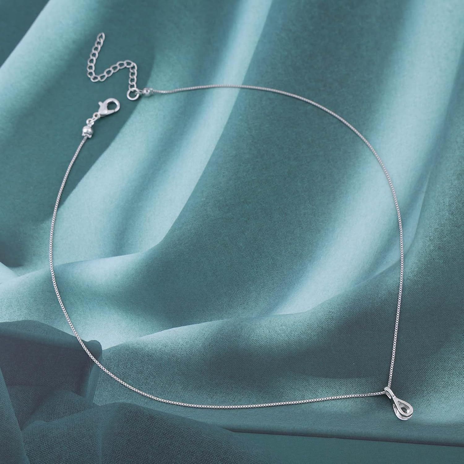 Bohemian Teardrop Crystal Choker Necklace Silver Cz Pendant Necklace Water Drop Solitaire Chain Necklace Tiny Rhinestone Collar Necklace Jewelry for Women Gifts - Image 4