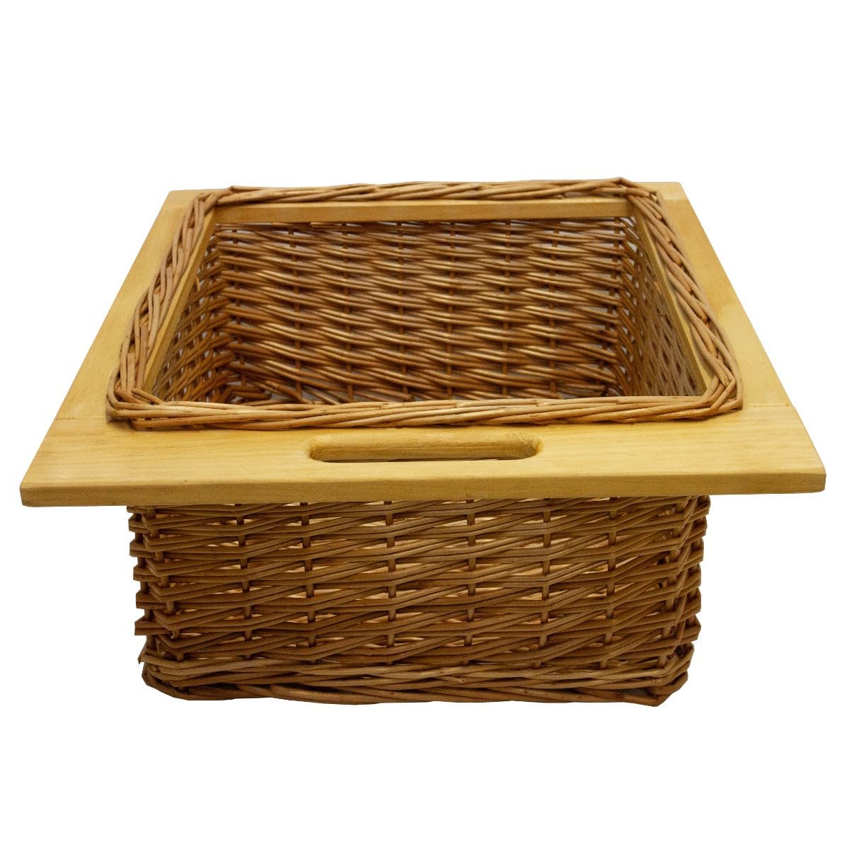 1 x 500 mm wysuwany kosz pleciony z uchwytem z drewna sosnowego do przechowywania kuchni w stylu wiejskim szafka spiżarnia komoda kuchenna styl farmy 100% ręcznie tkany rattan DARMOWY zestaw do