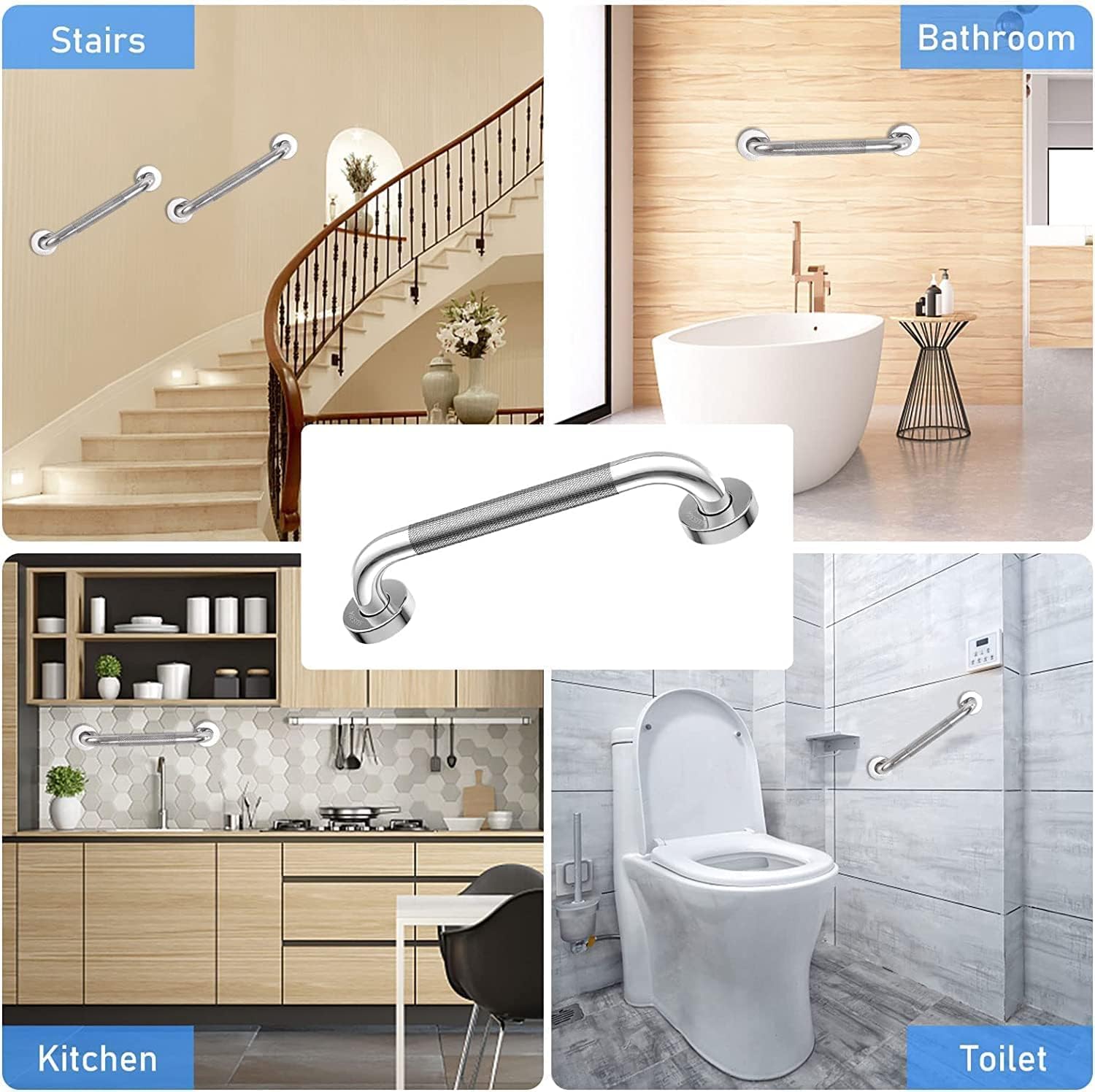 2 barras de agarre antideslizantes de acero inoxidable SUS 304 de 32 pulgadas para baño, barra de equilibrio moleteada, soporte de pasamanos de seguridad, baño de asistencia para personas mayores con