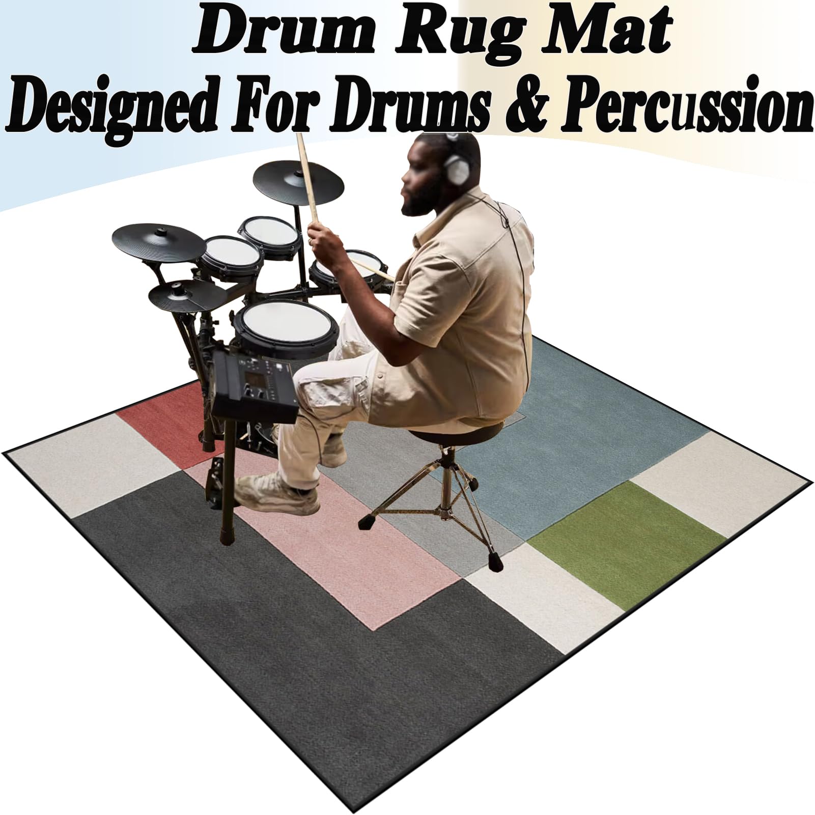 Mata dźwiękoszczelna na baterię, mata antypoślizgowa na baterię elektroniczną, 180 x 160 cm profesjonalny dywanik do perkusji i instrumentów perkusyjnych, dywan perkusyjny