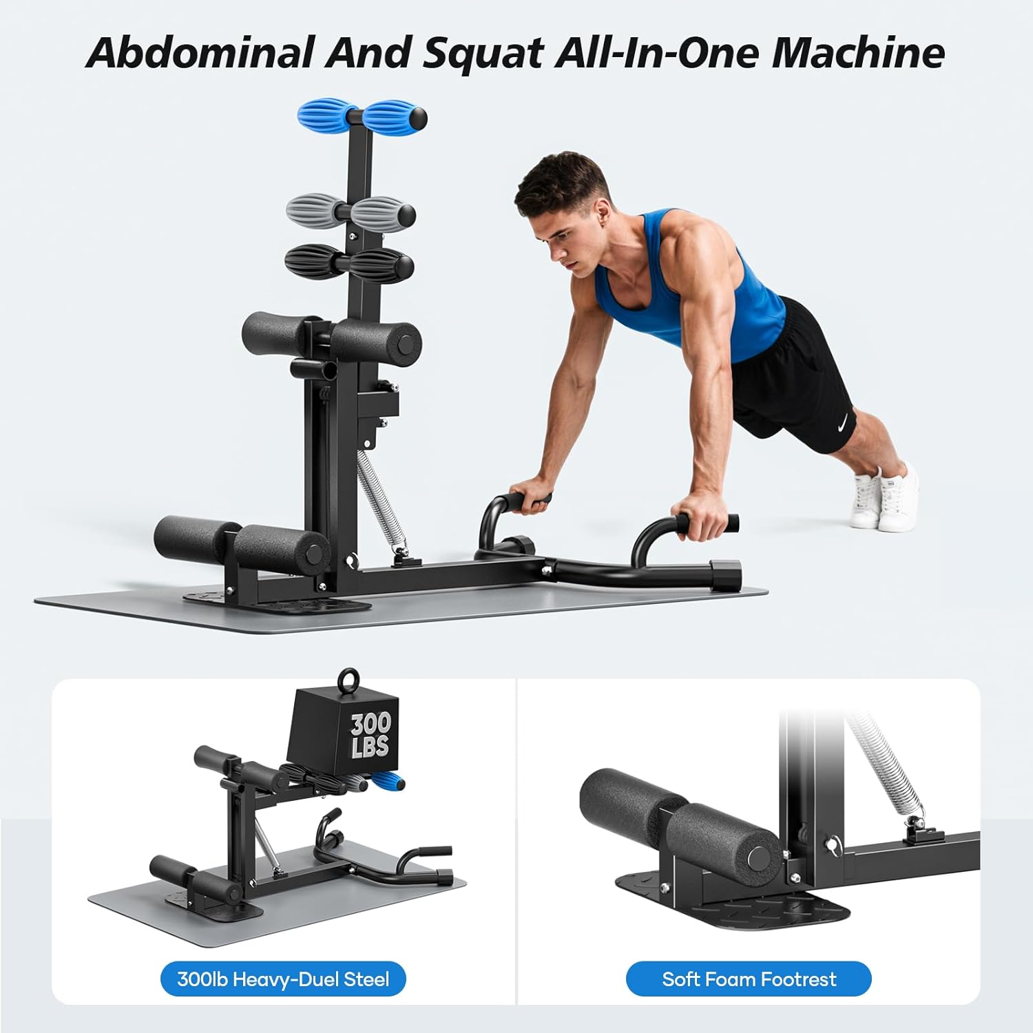 3 Colors Deep Squat Machine for Women, Adjustable Glutes Trainer Machine, Core & Abs for Low Impact Lower Body Workouts, Easy to Assemble Home Gym Push-Up Exercises, 350Lbs Weight Capacity