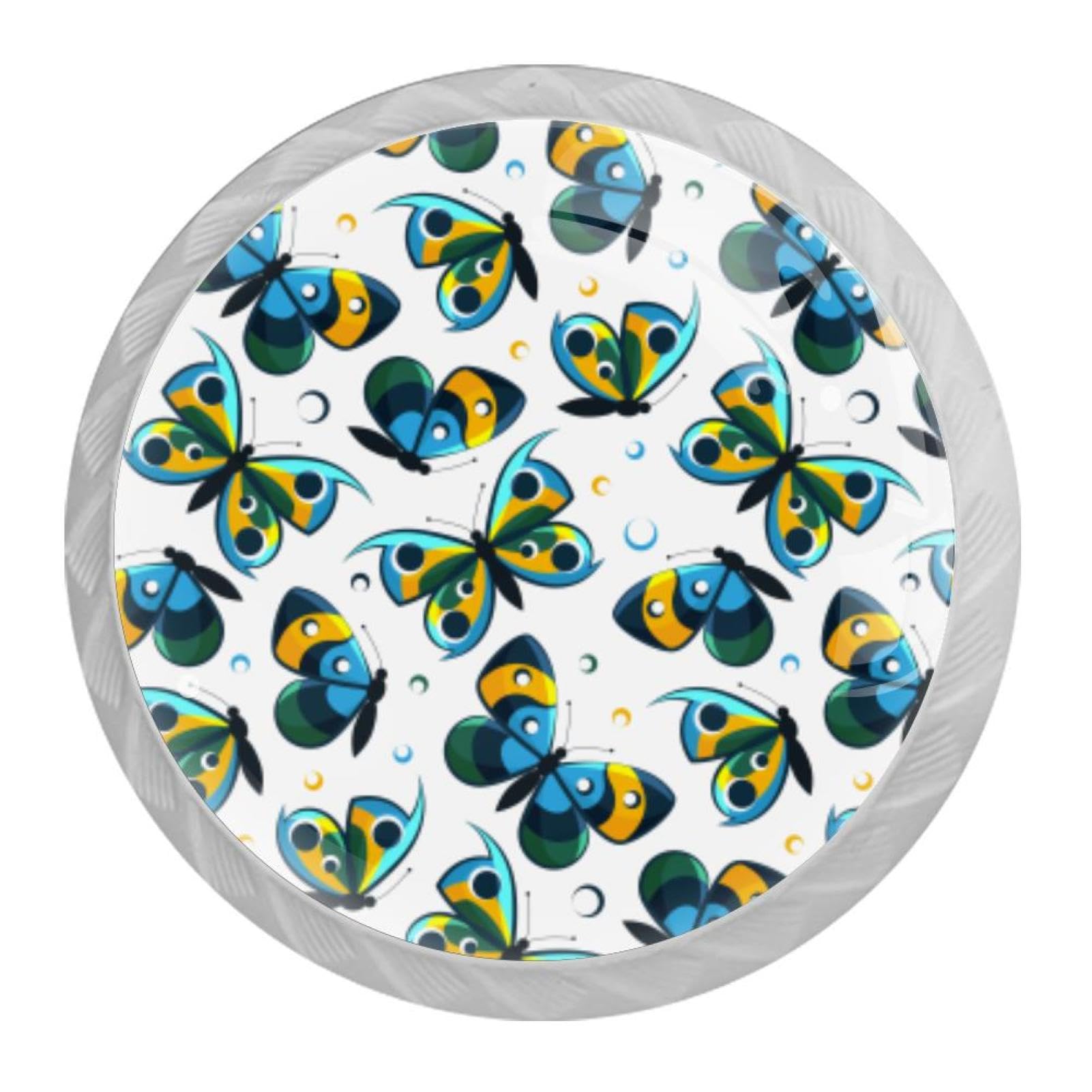 Tqmspg Multi07 4 Pieces Drawer Pulls Butterfly Pattern Door Knobs Dresser Handles For Kitchen Wardrobe Cupboard Hardware Furniture