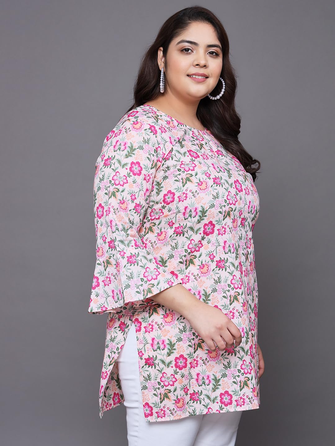 Tissu Women's Plus Size Multicolor Floral Printed Pure Cotton Kurti (2256_Multicolor_7Xl)